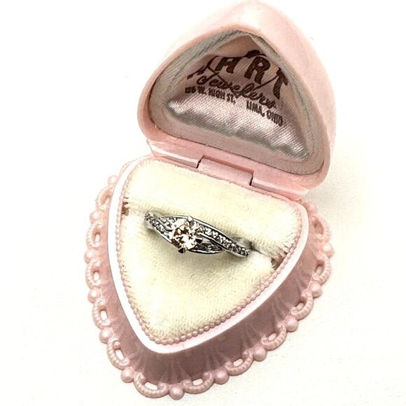 Womens Ring 10K White Gold Champagne Cubic Zirconia 3.9 Gram Size 7.5 - Picture 10 of 12